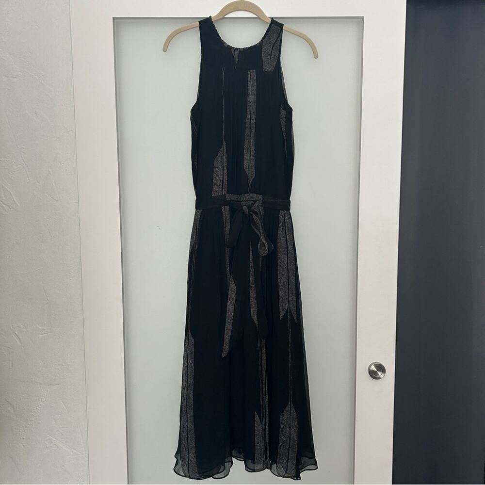 HALSTON Heritage black silk midi dress XS